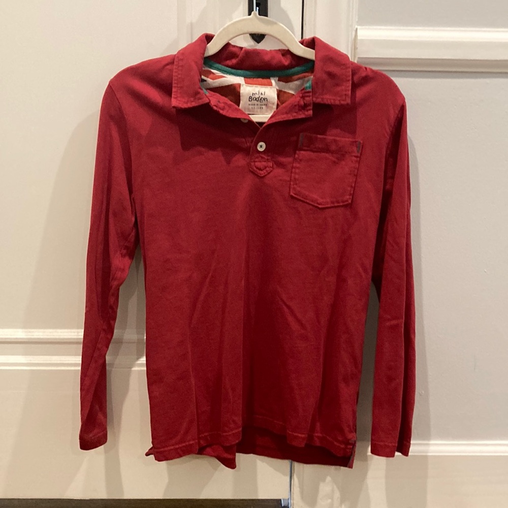 Mini Boden Boys Long Sleeve Polo Shirt Size 11-12Y